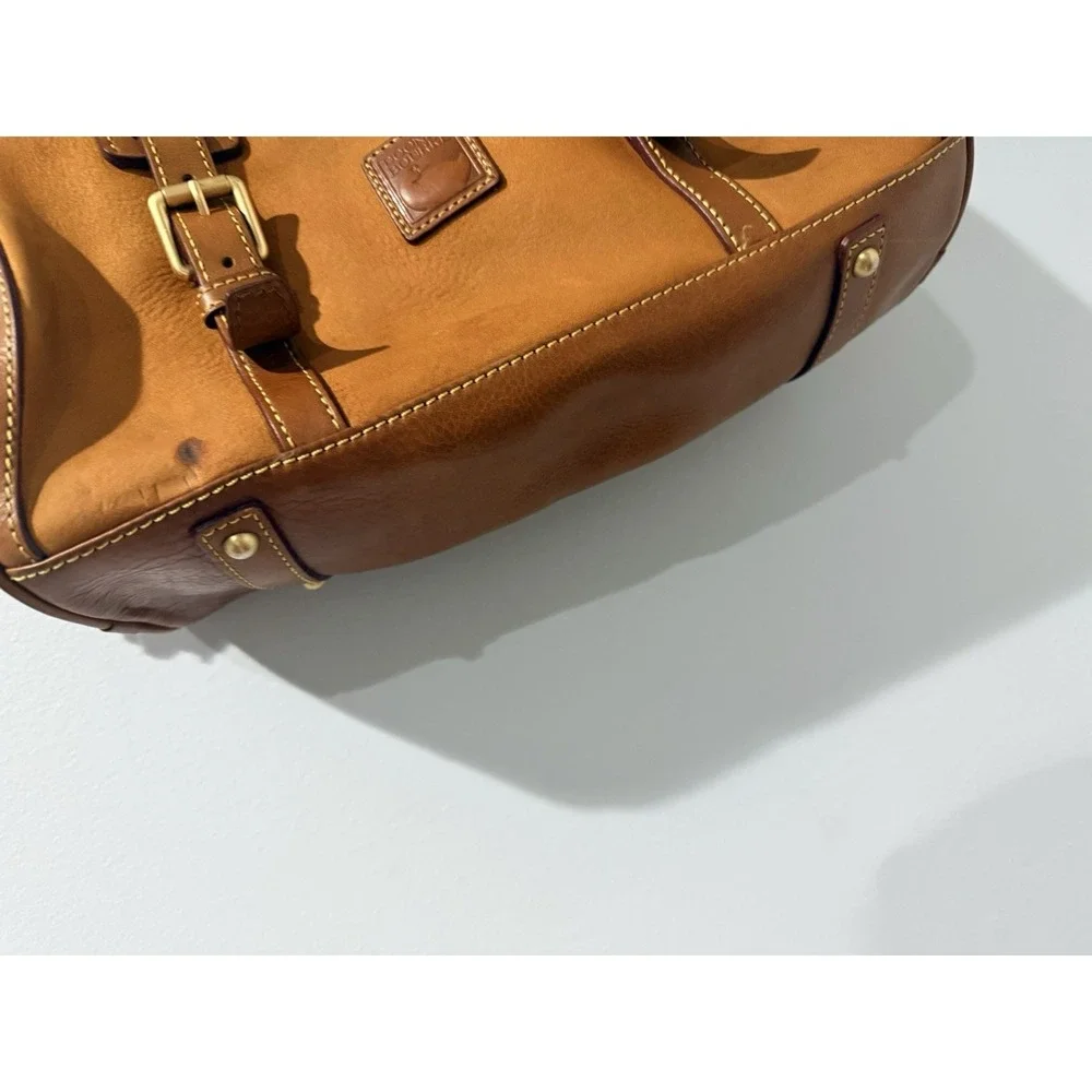 Dooney and Bourke Leather Florentine Satchel  Handbag‎ Crossbody Two Tone Tan N